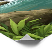 Weelderige tropische waterval in Jamaica Poster (Hoek)