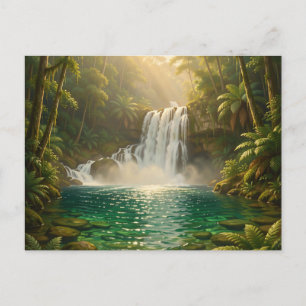 Weelderige Tropische Waterval Jungle Paradijs Briefkaart