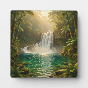 Weelderige Tropische Waterval Jungle Paradijs Fotoplaat