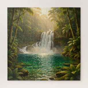 Weelderige Tropische Waterval Jungle Paradijs Legpuzzel