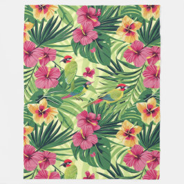 Weelderige tropische zomerbloemen fleece deken