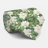 weelderige tuin groen en wit tuinieren bloemig stropdas (Opgerold)