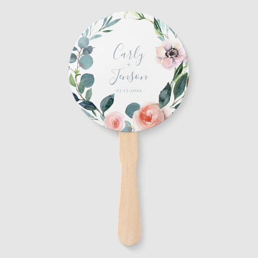 weelderige tuin krans bruiloft hand fans handwaaier (Voorkant)