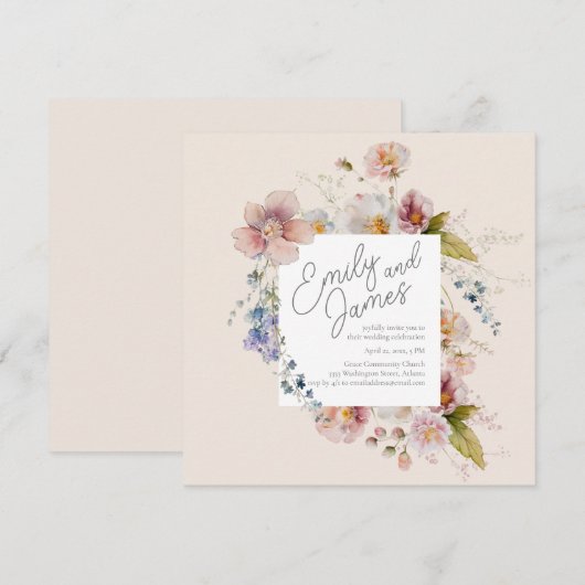 weelderige tuin wilde bloem bruiloft kaart (Voorkant / Achterkant)