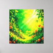 Weelderige Tuin Zonlicht Scene Canvas Afdruk (Voorkant)