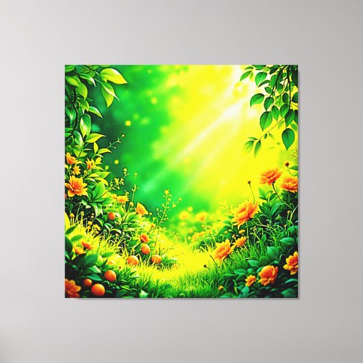 Weelderige Tuin Zonlicht Scene Canvas Afdruk (Voorkant)
