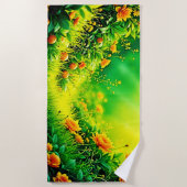 Weelderige Tuin Zonlicht Scene Strandlaken (Voorkant)