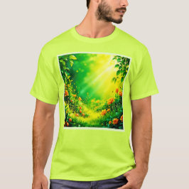 Weelderige Tuin Zonlicht Scene T-shirt