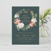 weelderige vakantie krans feestuitnodiging kaart (Staand voorkant)