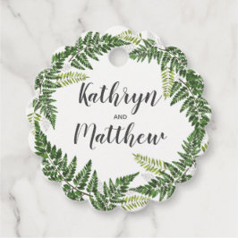 weelderige varen tropische botanische bruiloft bedankjes labels