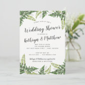 weelderige varen tropische koppels bruiloft douche kaart (Staand voorkant)