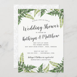 weelderige varen tropische koppels bruiloft douche kaart