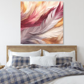 Weelderige veren: luxe beige, taupe, roze canvas afdruk (Insitu (Slaapkamer))