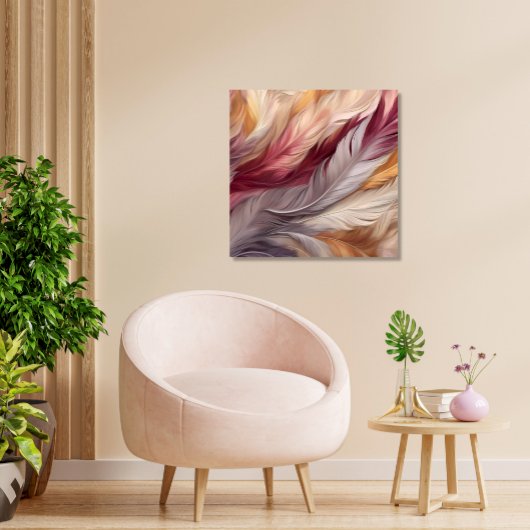 Weelderige veren: luxe beige, taupe, roze canvas afdruk