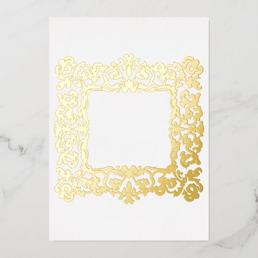Weelderige Vergulde Barokke Frame Blanco Folie Uitnodiging (Voorkant)