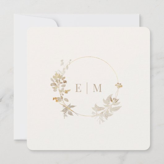 Weelderige Vergulde Tuinbruiloft Kaart (Achterkant)