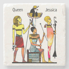 Weelderige versiering van oude Egyptische farao's Stenen Onderzetter