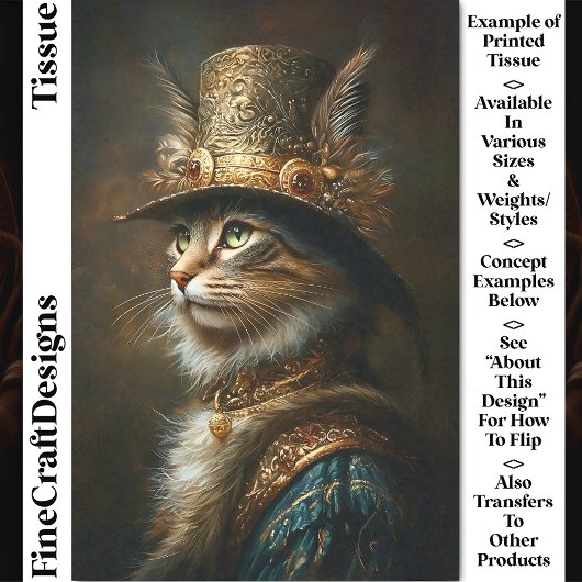 Weelderige Victoriaans Steampunk Cat CS3 Decoupage Tissuepapier
