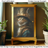 Weelderige Victoriaanse Steampunk Kat CS3 Decoupag Tissuepapier