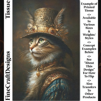 Weelderige Victoriaanse Steampunk Kat CS3 Decoupag Tissuepapier