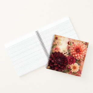 Weelderige Waterverf Dahlia Tuin Vierkant Journal Notitieboek