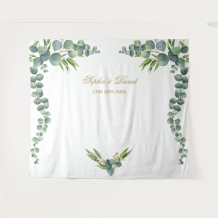 Weelderige Waterverf Eucalyptus Bruiloftsfotohok Wandkleed