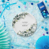 weelderige Waterverf eucalyptus groen elegant Papieren Bordje (Feest)