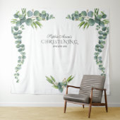 Weelderige Waterverf Eucalyptus Meisje Doop Requis Wandkleed (In Situ (horizontaal))