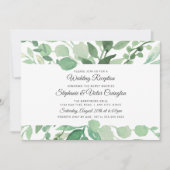 Weelderige waterverf groen bruiloftsreceptie allee kaart (Voorkant)