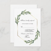 Weelderige Waterverf Groene Geometrische Trouwdag RSVP Kaartje (Voorkant / Achterkant)