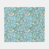 Weelderige Winter Bloemen en Vogels Blauw, Blauwgr Fleece Deken (Voorkant (Horizontaal))