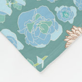 Weelderige Winter Bloemen en Vogels Blauw, Blauwgr Fleece Deken (Hoek)