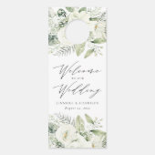 weelderige witte bloemen bruiloft welkom / niet st deurhanger (Voorkant)
