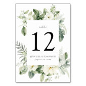 Weelderige witte bloemen en groen Lijst bruiloft Kaart (Voorkant)