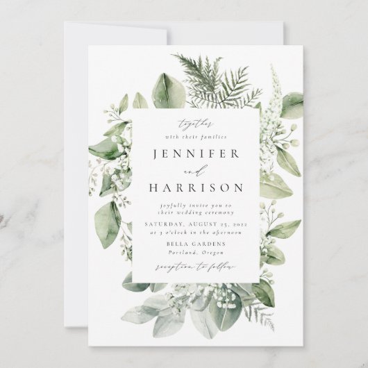 Weelderige witte bloemen en groen Lijst Kaart (Voorkant)