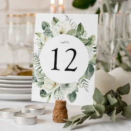 Weelderige Witte Bloemen en Groene Huwelijksdecora Kaart