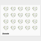 Weelderige Witte Bloemen en Groene Monogram Bruilo Hart Sticker (Vel)