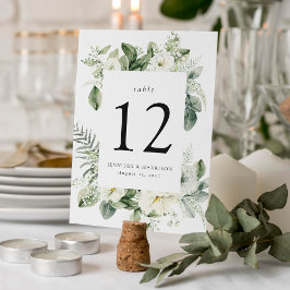 Weelderige Witte Bloemen en Groene Planten Omlijst Kaart