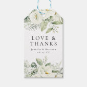 weelderige witte bloemen & groen bruiloft gunst cadeaulabel (Voorkant)