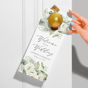 Weelderige Witte Bloemen Huwelijk Welkom/ Niet Sto Deurhanger