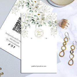 weelderige witte bloemen oorbel display business visitekaartje
