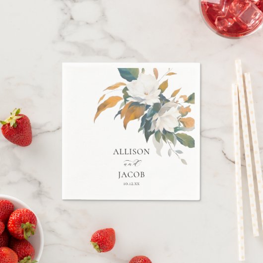 weelderige witte bloemenbruiloft servet (Insitu)