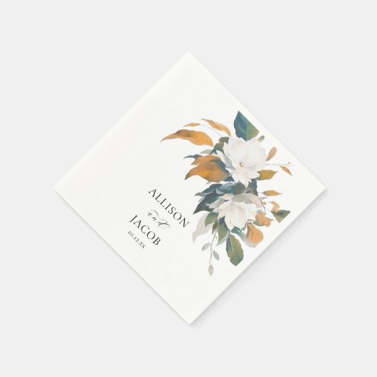 weelderige witte bloemenbruiloft servet (Hoek)