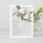weelderige witte bloemenbruiloft uitnodiging (Staand voorkant)