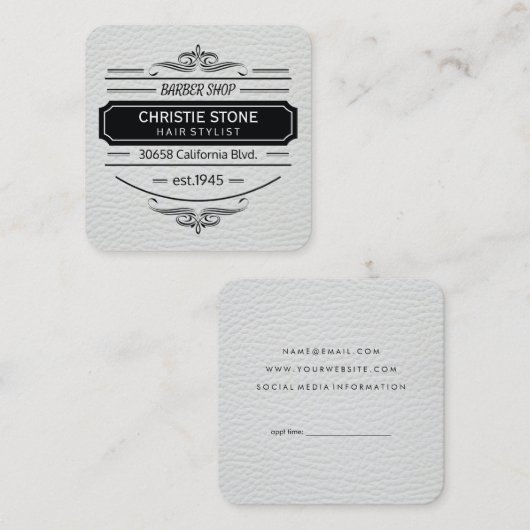 Weelderige witte leerprint retro label kapper (Voorkant / Achterkant)