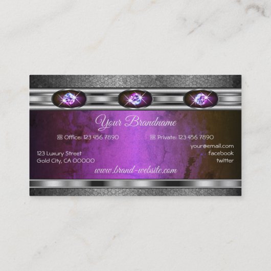 Weelderige zilveren glanzende Paarse marmeren patr Visitekaartje (Achterkant)