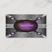 Weelderige zilveren glanzende Paarse marmeren patr Visitekaartje (Voorkant)
