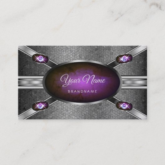 Weelderige zilveren glanzende Paarse marmeren patr Visitekaartje (Voorkant)