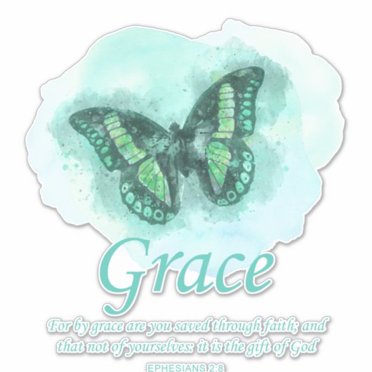 Weemenen Christelijke bijbelvlinder Verse: Grace Sticker (Voorkant)