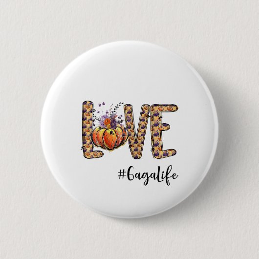 Weemens Love Gaga Life Pumpkin Autumn Halloween Ronde Button 5,7 Cm (Voorkant)